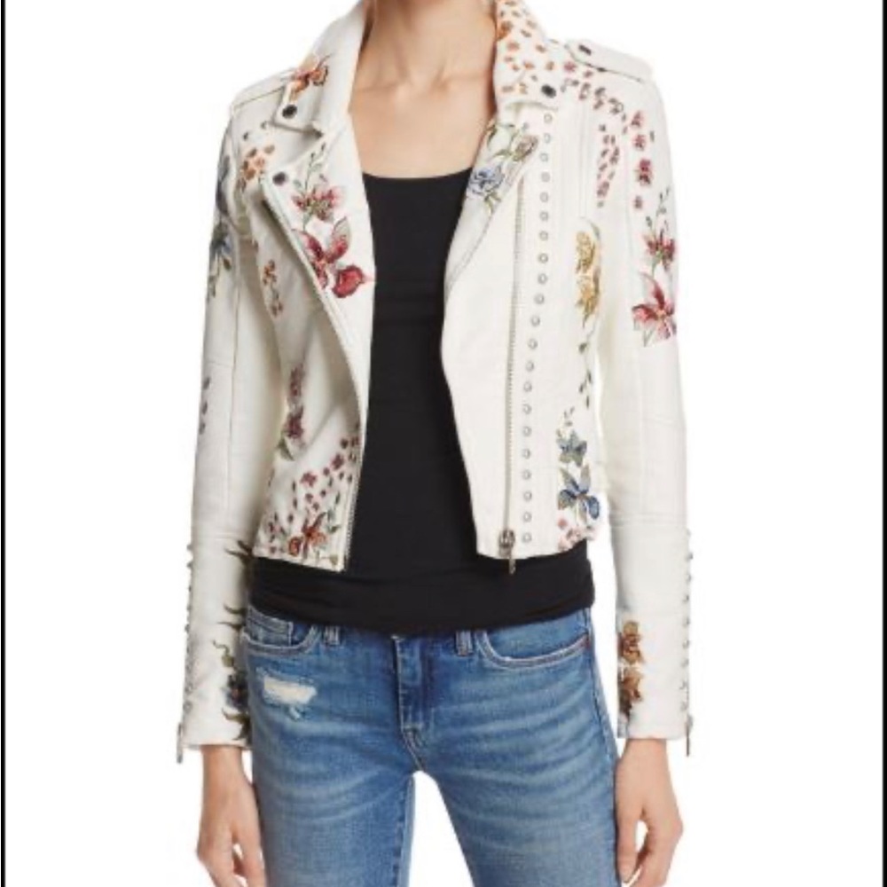 Blank NYC leather floral jacket